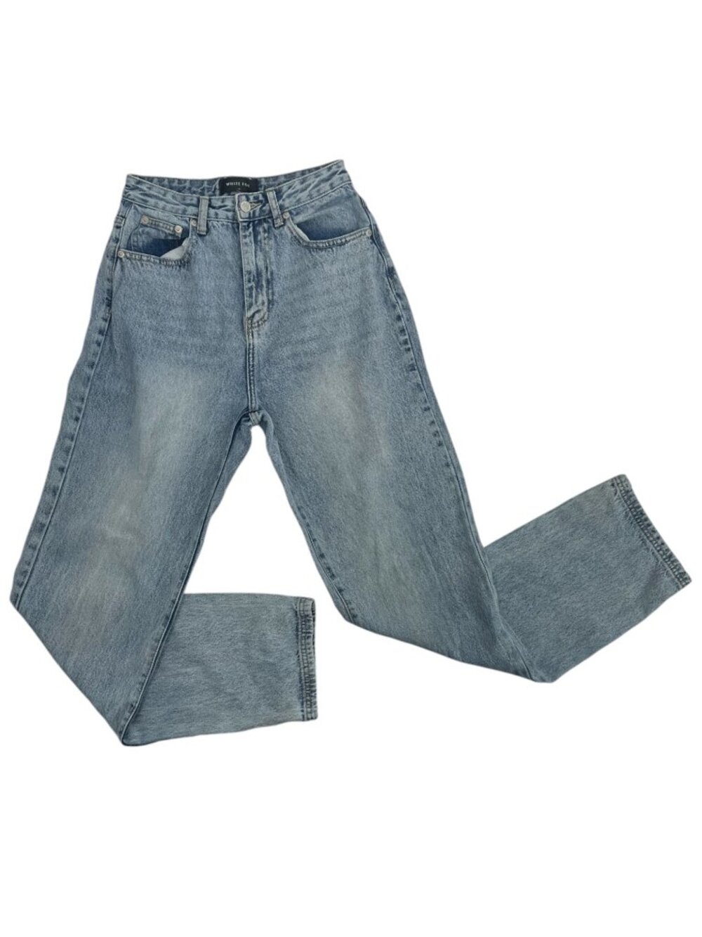 White Fox Jeans Women's Small Light Wash Blue High Rise Baggy Wide Leg Pants Y2K